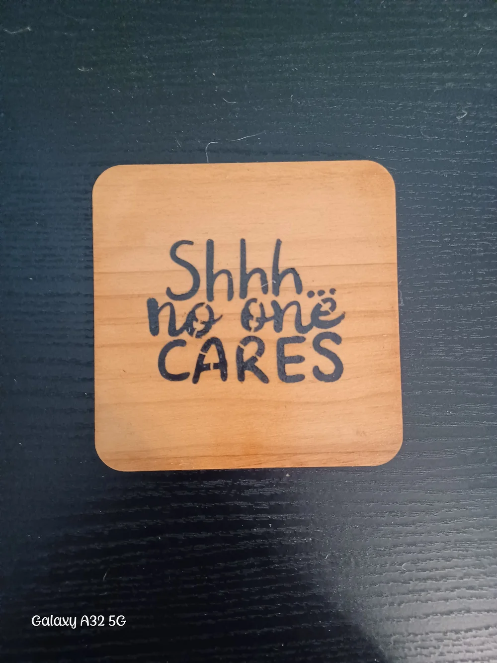 Wooden Coaster Set with Funny Quote - Natural Wood